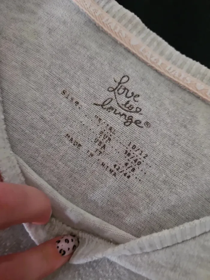 Haut de pyjama à longues manches gris clair Primark taille 38 / M - photo numéro 3