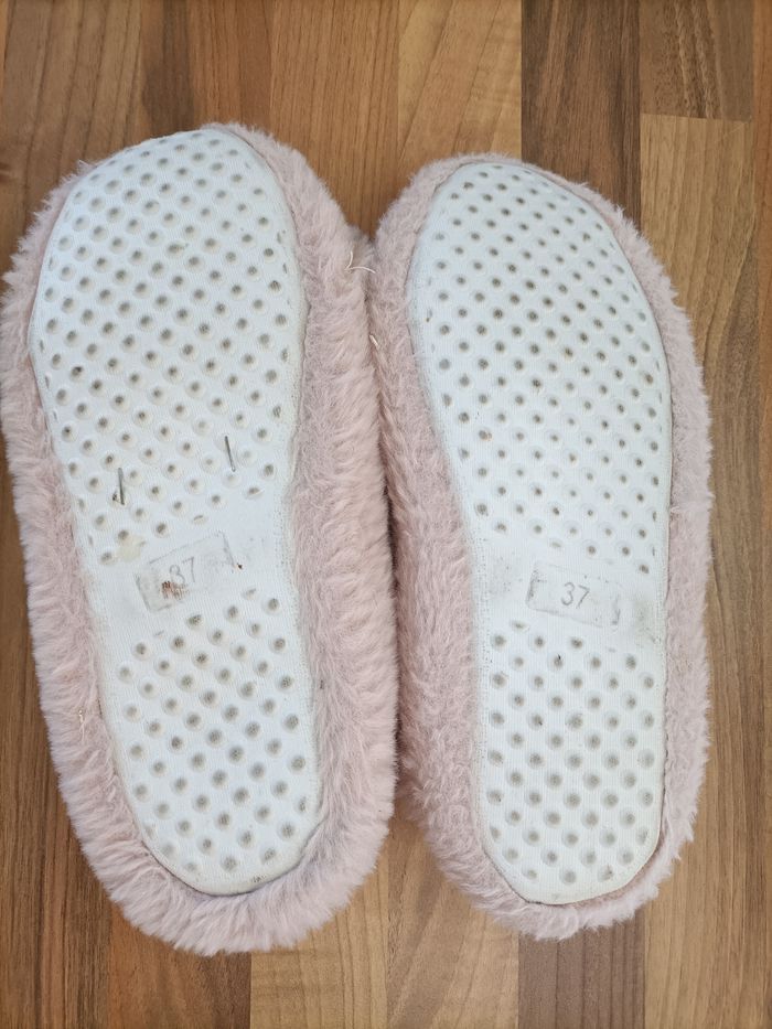 Chaussons peluche rose blanc 37 - photo numéro 7