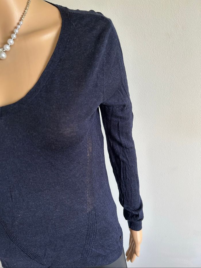 Pull bleu marine à manches longues LPB Woman taille M bon état - photo numéro 4