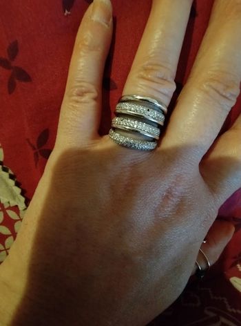 Bague triple rang en argent et pierres taille 52