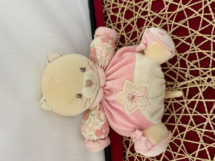 Doudou chat patapouf rose fleurs Lilirose KALOO - photo numéro 4