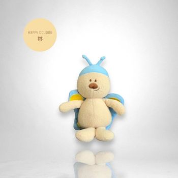 Peluche doudou papillon bleu jaune A419