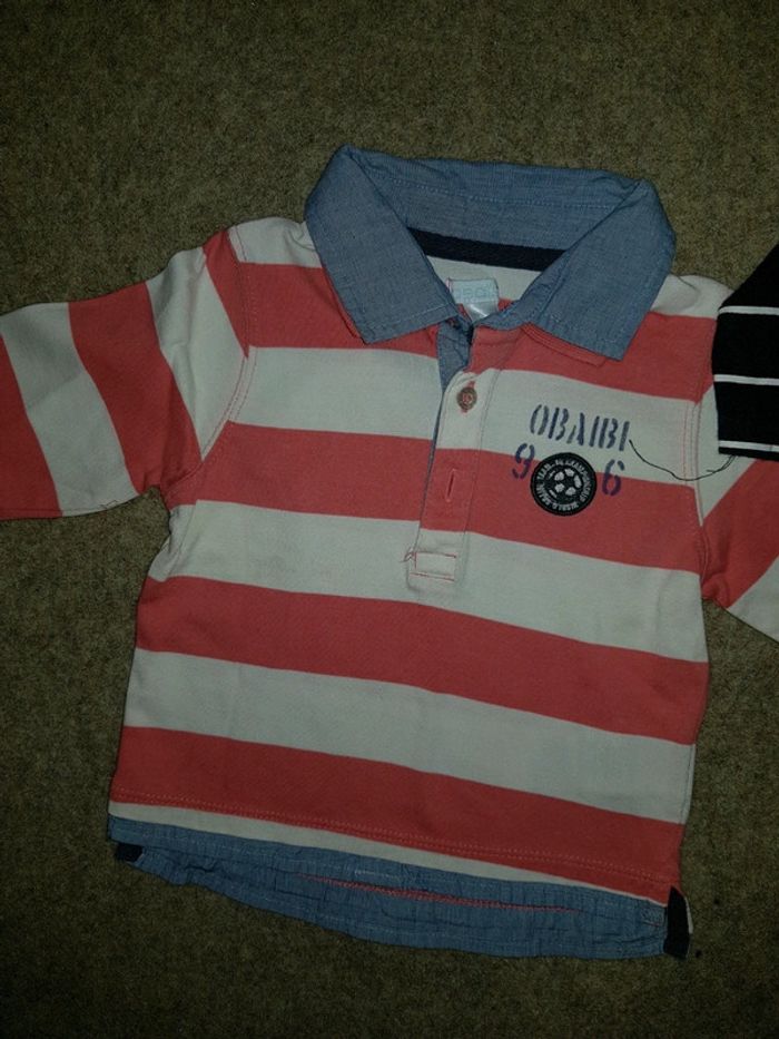 Lot de 2 tee shirts polos manches longues garçon 12 mois - photo numéro 2