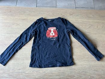 Teeshirt manches longues bleu marine motif pot de confiture 8 ans