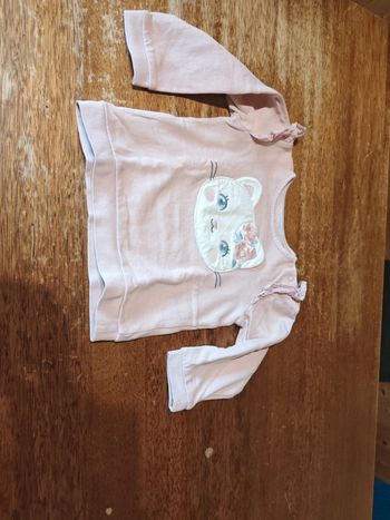 Pull rose chat fille taille 92 cm