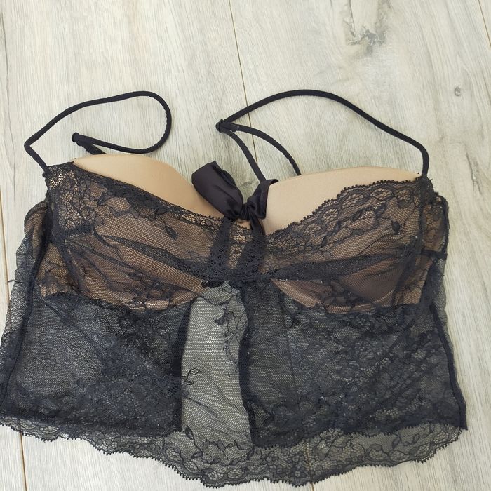 Caraco soutien gorge etam noir or doré 85c