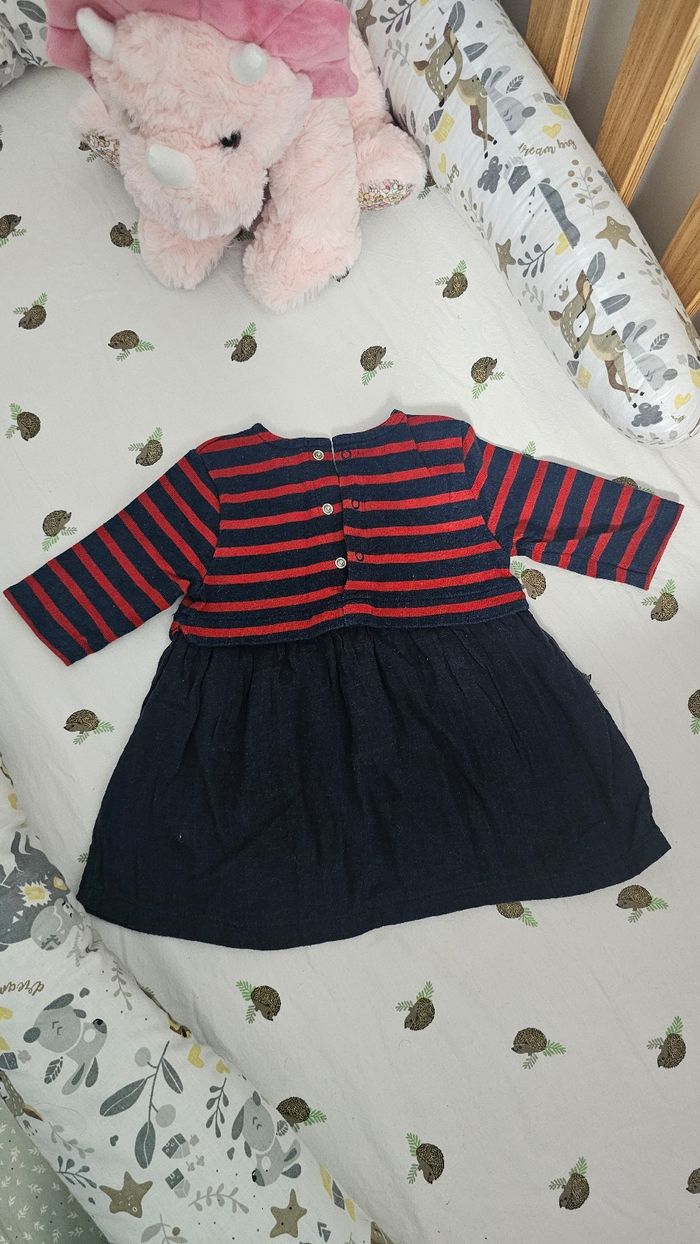 Robe PETIT BATEAU 3 mois / 60 cm – Rayée & gaze de coton - photo numéro 3