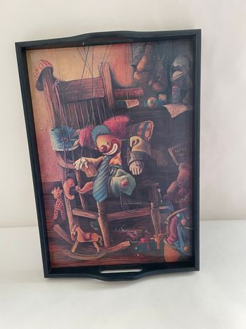 Plateaux en bois vintage clown 