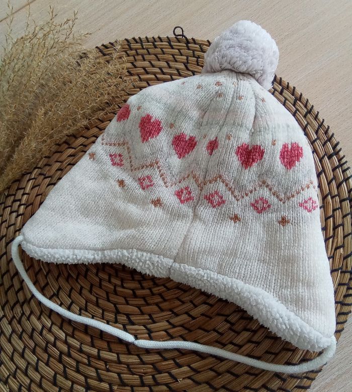 Bonnet péruvien crème avec motifs Obaibi 12/18 mois - photo numéro 3