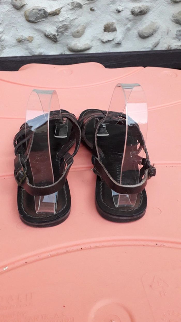 Sandales entre doigts et brides marrons,  tout cuir - photo numéro 5