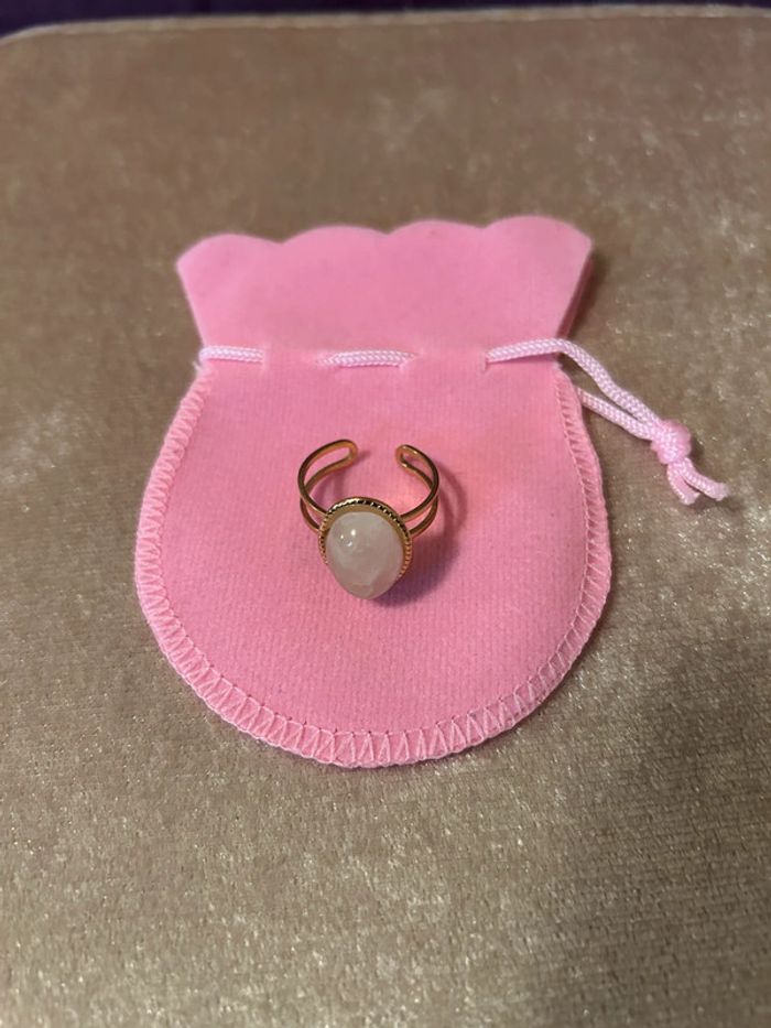 Bague pierre quartz rose • Taille ajustable - photo numéro 6