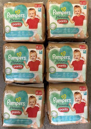 Lot de 6 paquets de couches Pampers Harmonie Pants taille 5 (162 couches)