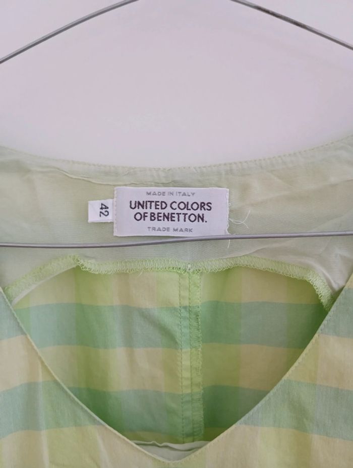Robe vintage Benetton à carreaux verts - photo numéro 2