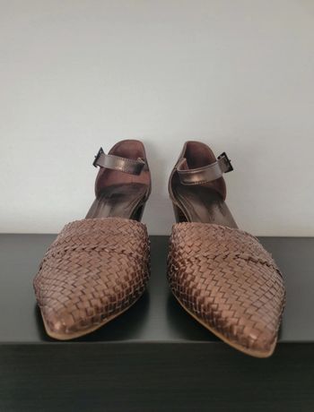 Escarpins tressés marron métallisé bronze Brenda Zaro