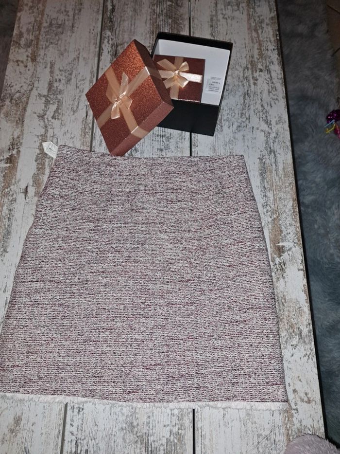 Jupe cintrée à frange camaïeu