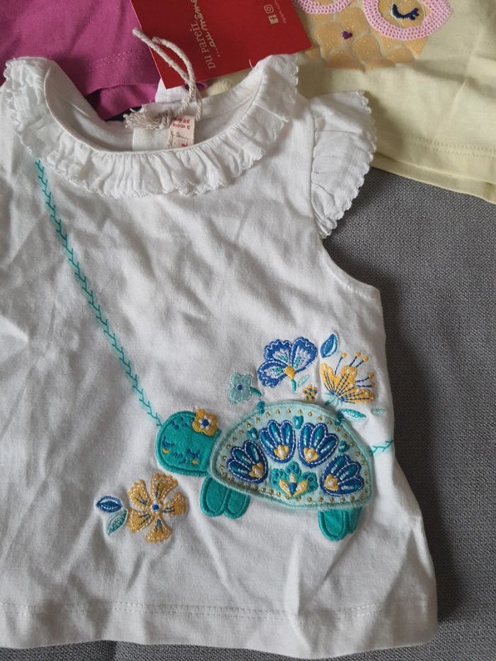 Lot de trois tee-shirts Du Pareil Au Même taille 3 mois neuf avec étiquettes - photo numéro 2