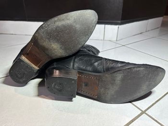 Bottes Cordones Boots noires cuir lézard homme - photo numéro 6