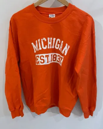 Orange crewneck Michigan Gildan M
