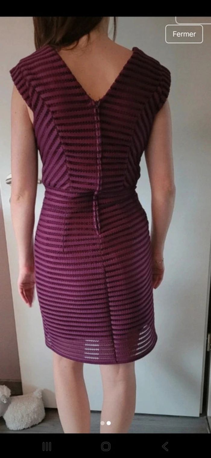 Jolie robe de cérémonie cocktail habillée naf naf prune 38 - photo numéro 2