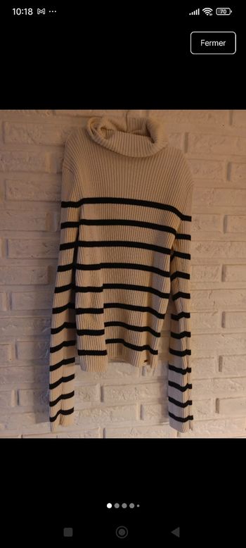 Pull col roulé à rayures Hollister L