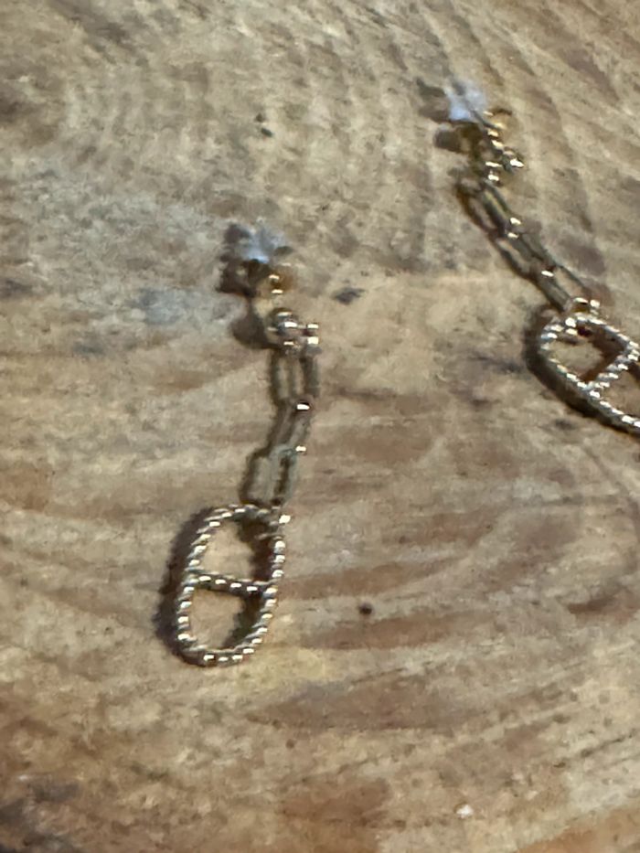 Boucles d’oreilles environ 6 cl acier inoxydable or maillons larges et farandole - photo numéro 4