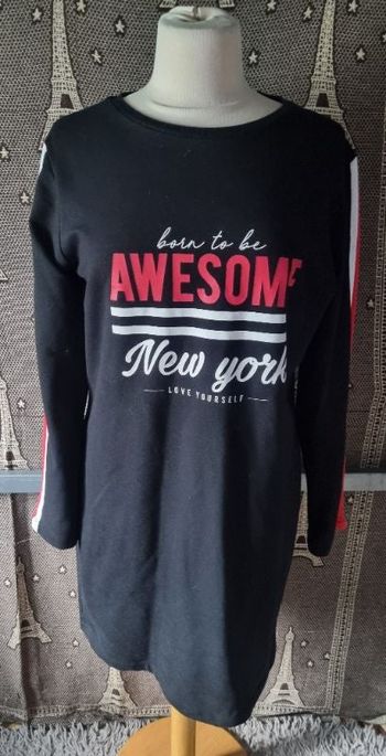 Robe pull noir avec écriture taille L 40-42 True Spirit