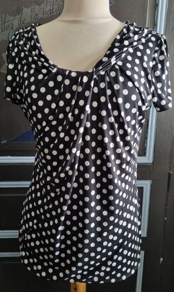 Blouse  noir à pois blanc 38-40