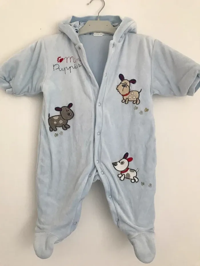 Combinaison pilote velours à pressions toute douce, motif chiens