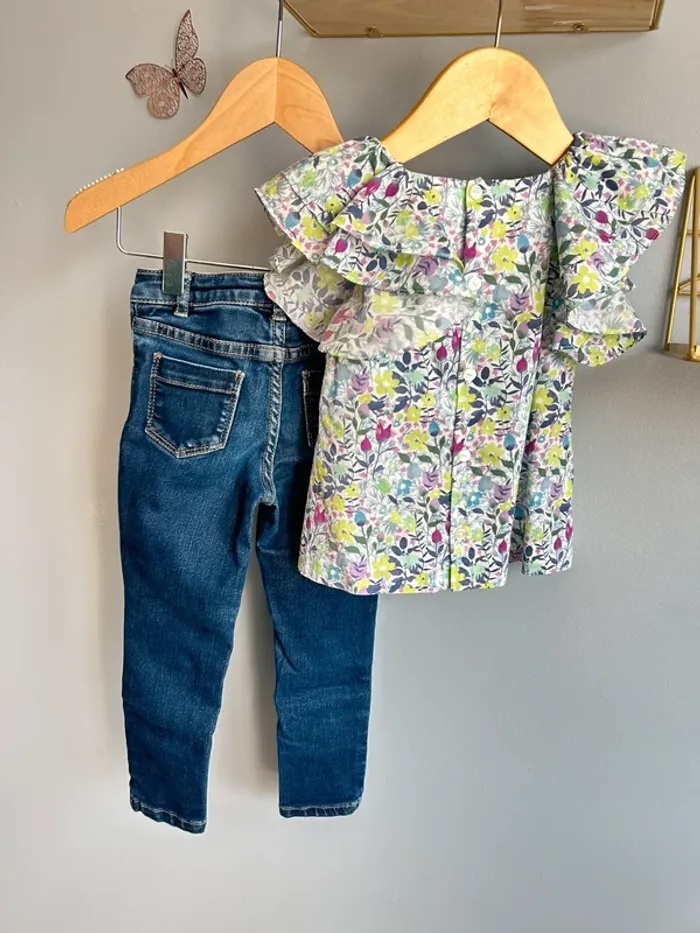 Ensemble blouse + jean Jacadi fille 3 ans Tbe - photo numéro 6