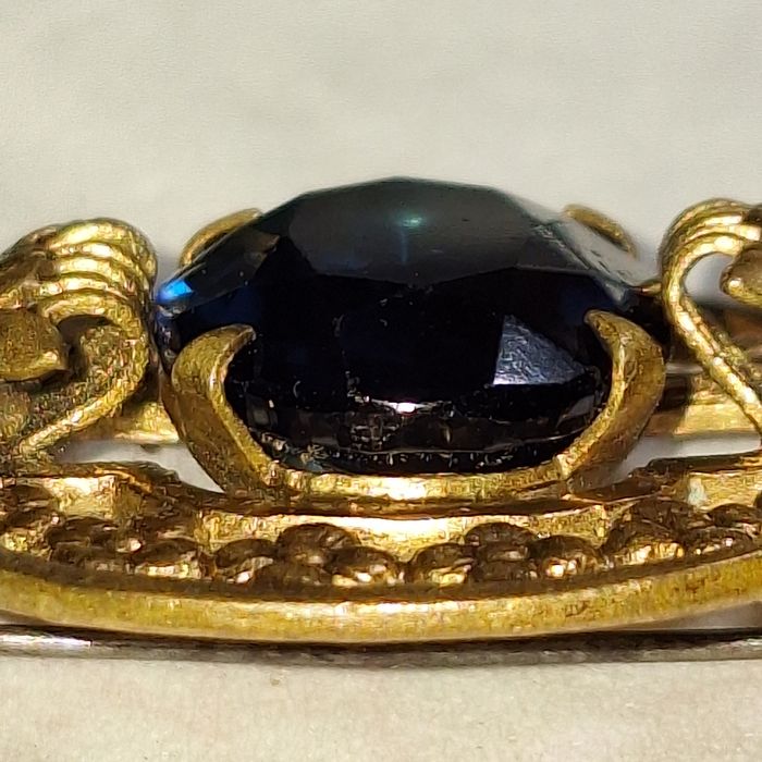 Broche 1960's verre taillé bleu profond 4,5 cm. - photo numéro 3