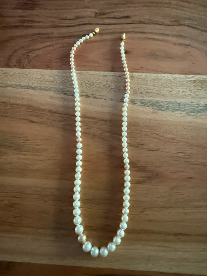 Collier vintage perles beiges