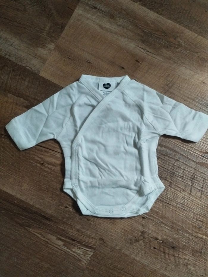 Body mixte blanc ouverture devant neuf naissance