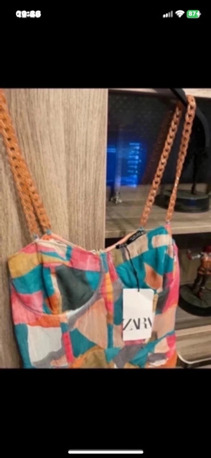 Robe été Zara motif arlequin taille L - photo numéro 4