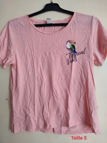T-shirt rose saumon femme taille s hm