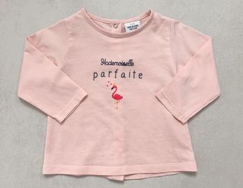T shirt flamant rose tape à l’œil mademoiselle parfaite 9 mois  parfait état