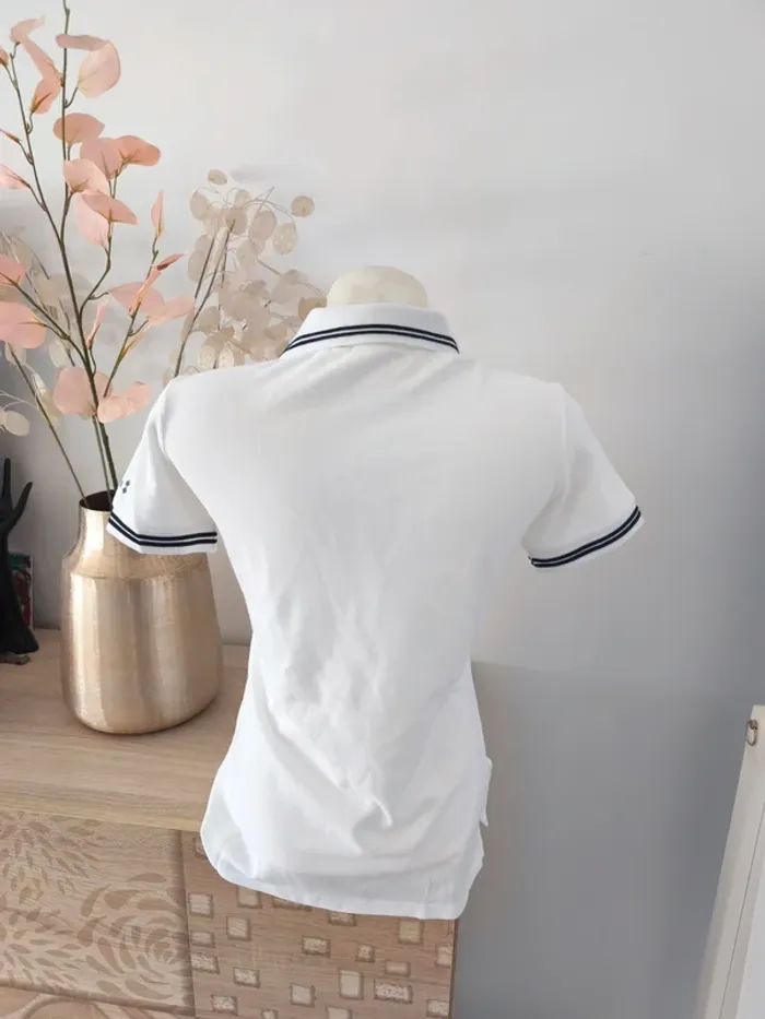 Polo blanc liseré marine neuf avec étiquette - photo numéro 3