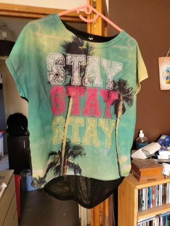 T-shirt devant resille dos noir taille L