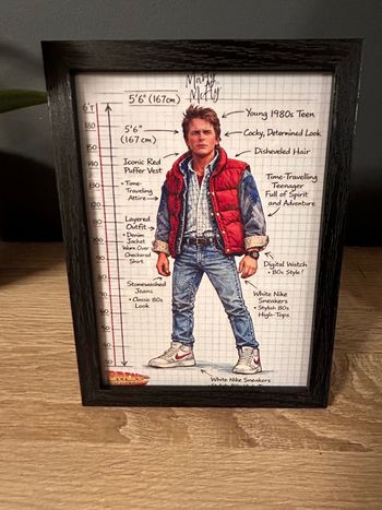 Marty McFly – Retour vers le Futur | Cadre bois noir 13×18 cm