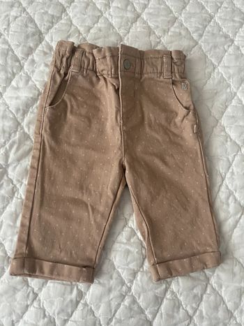 Petit pantalon marron à pois blanc clair 3 mois / 59cm Obaibi