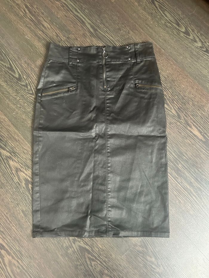 Jupe Bréal faux cuir taille 40 noire - photo numéro 6