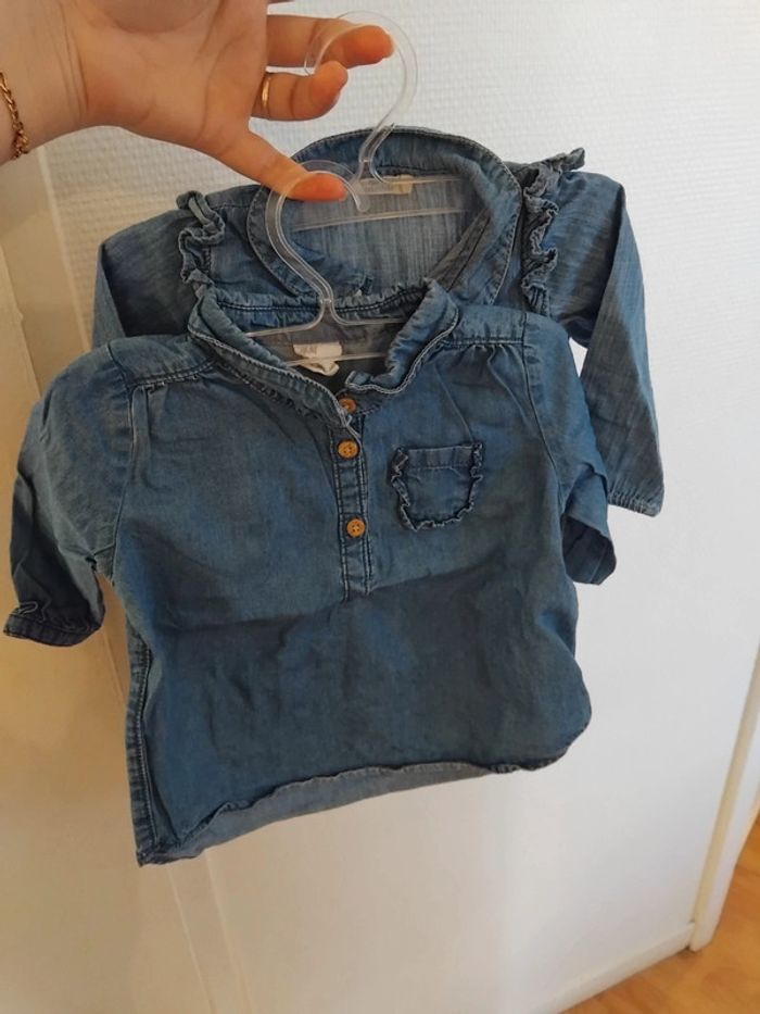 Lot chemises en jeans fille 6mois - photo numéro 3