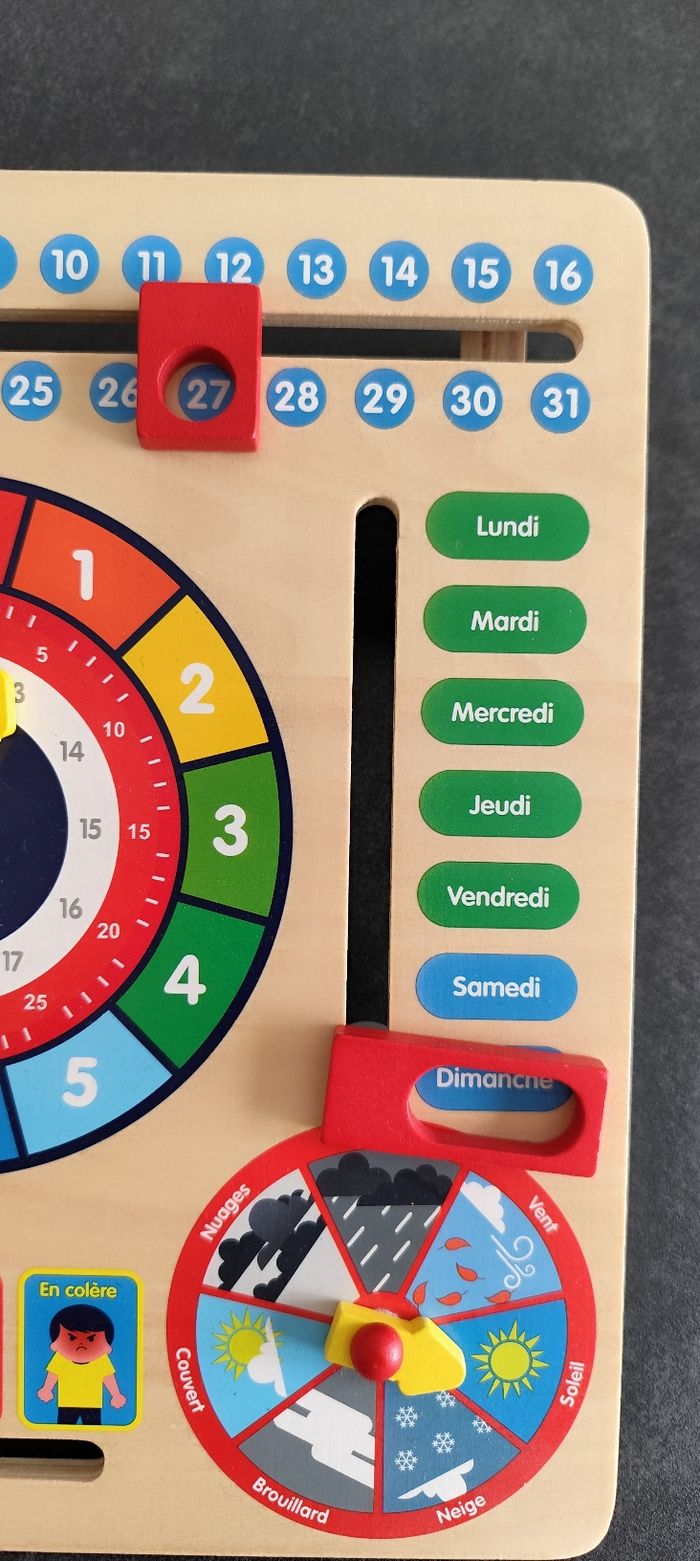 Calendrier et horloger pédagogique en bois - photo numéro 4