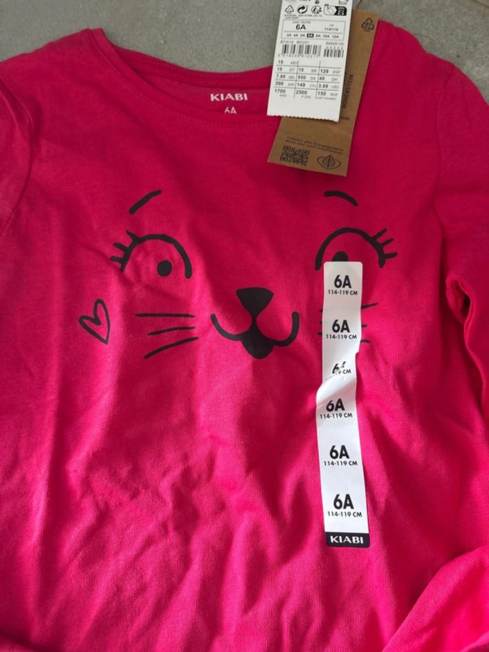 T-shirt rose chat - photo numéro 3