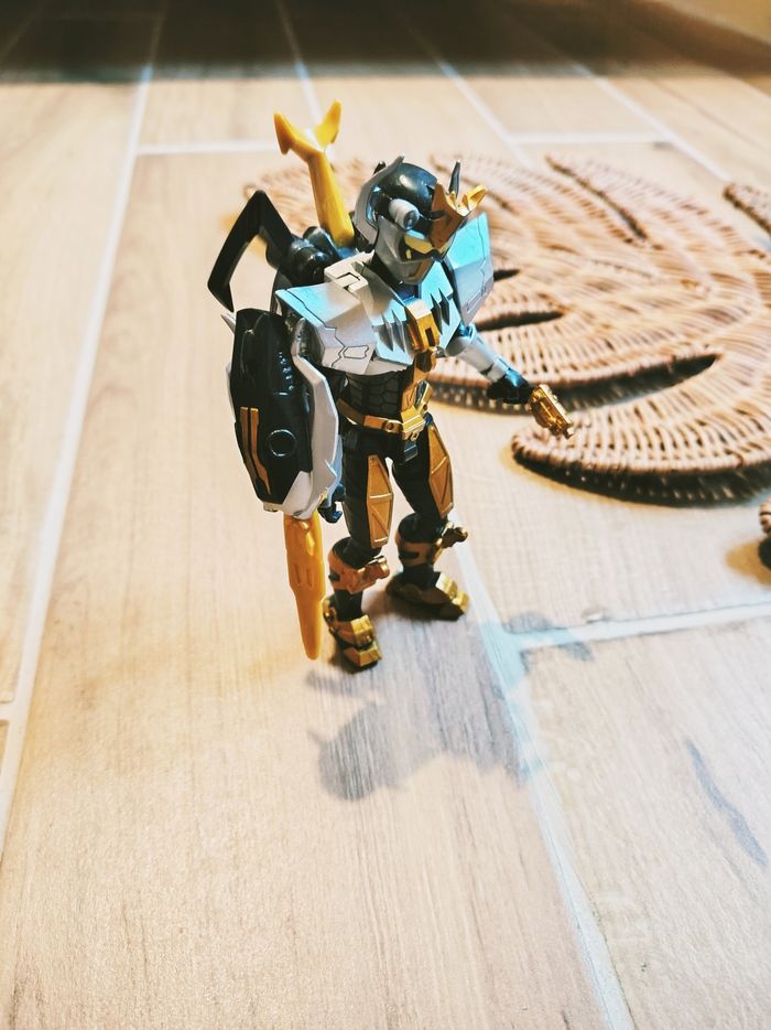 🙅 Power rangers beast morphers figurine robot d'acier avec son pistolet, clé et scarabée amovible - photo numéro 3