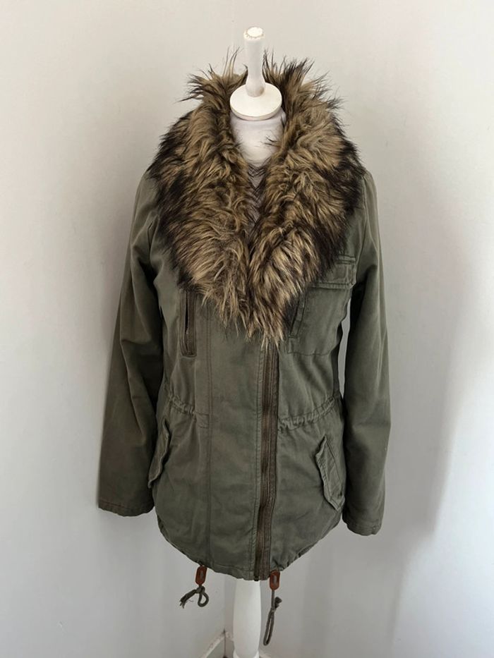 Veste parka kaki fausse fourrure H&M XS