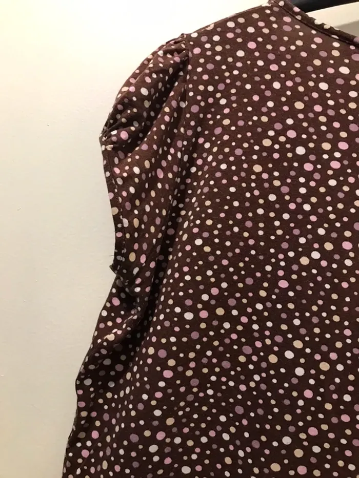 Haut femme kiabi woman été col v manches courtes marrons multicolore taille 44 - photo numéro 4