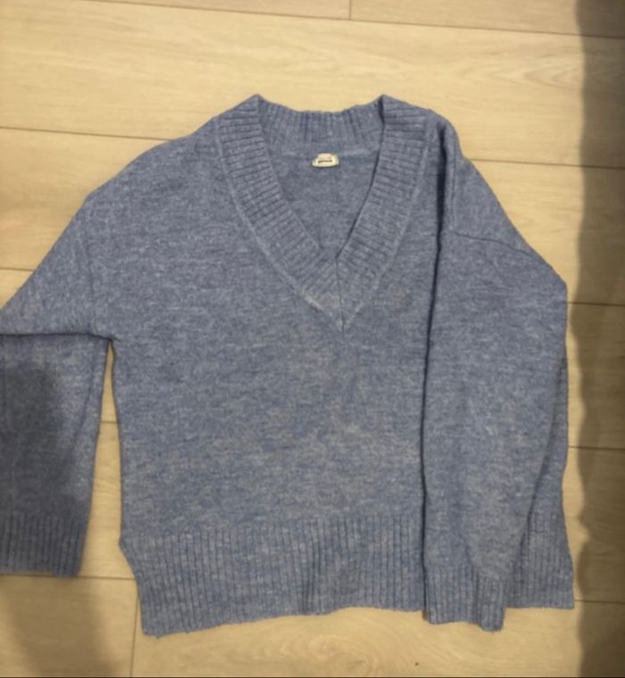pull col V bleu - photo numéro 3