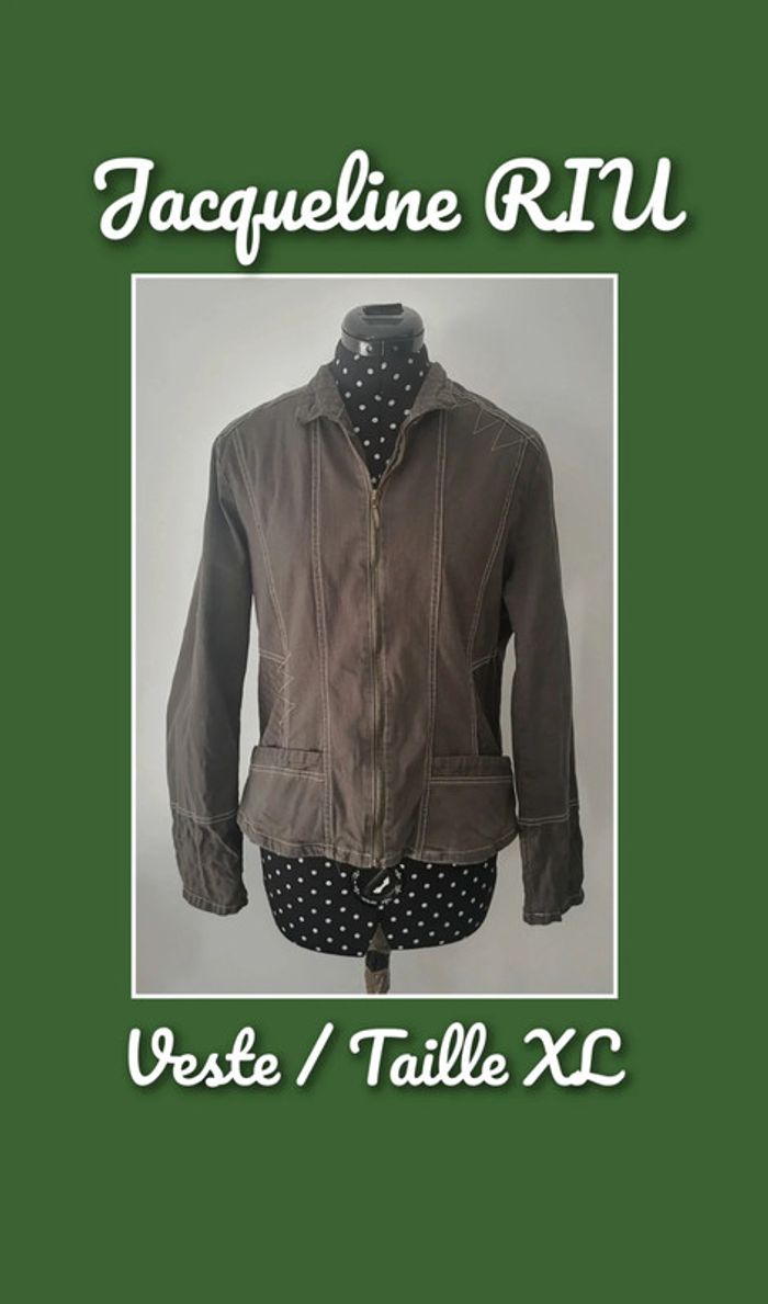 Veste / blazer en jean kaki Taille 44 XXL Jacqueline RIU