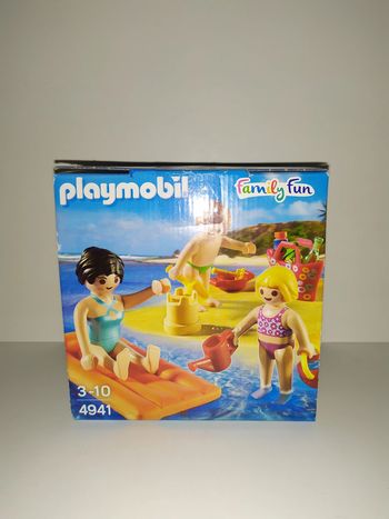 Playmobil family fun œuf jaune maman et enfants a la plage ref.4941 neuf