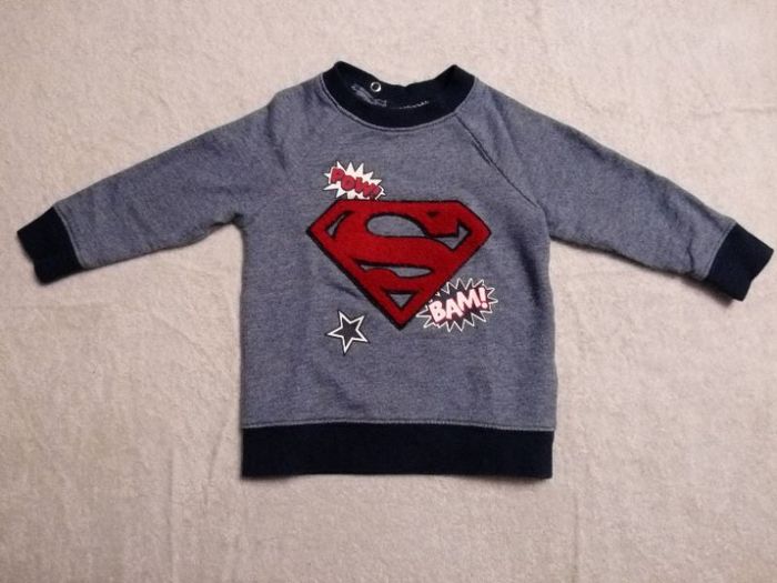 Sweat bleu H&M 9-12 mois (réf perso D29)(familleac72)